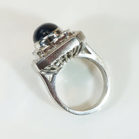 Monumental Cabochon Sapphire & Diamond Ring