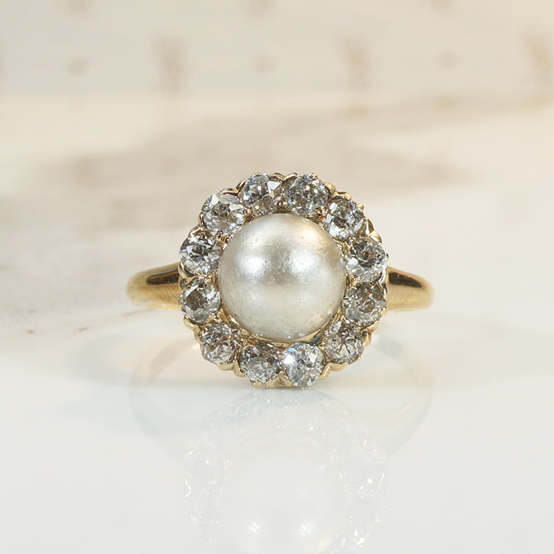 Lovely Pearl and OMC Diamond Halo Ring
