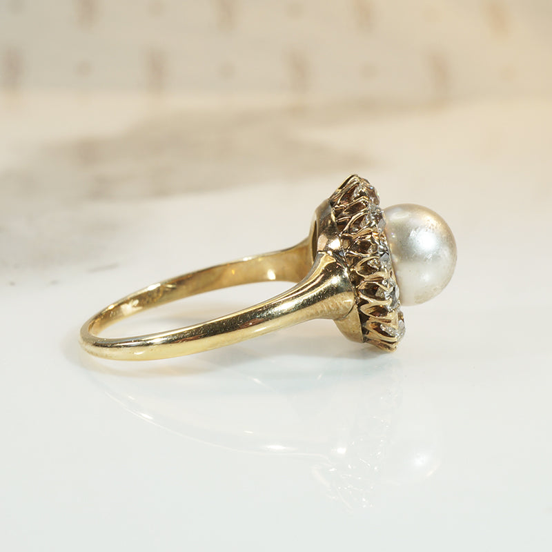 Lovely Pearl and OMC Diamond Halo Ring
