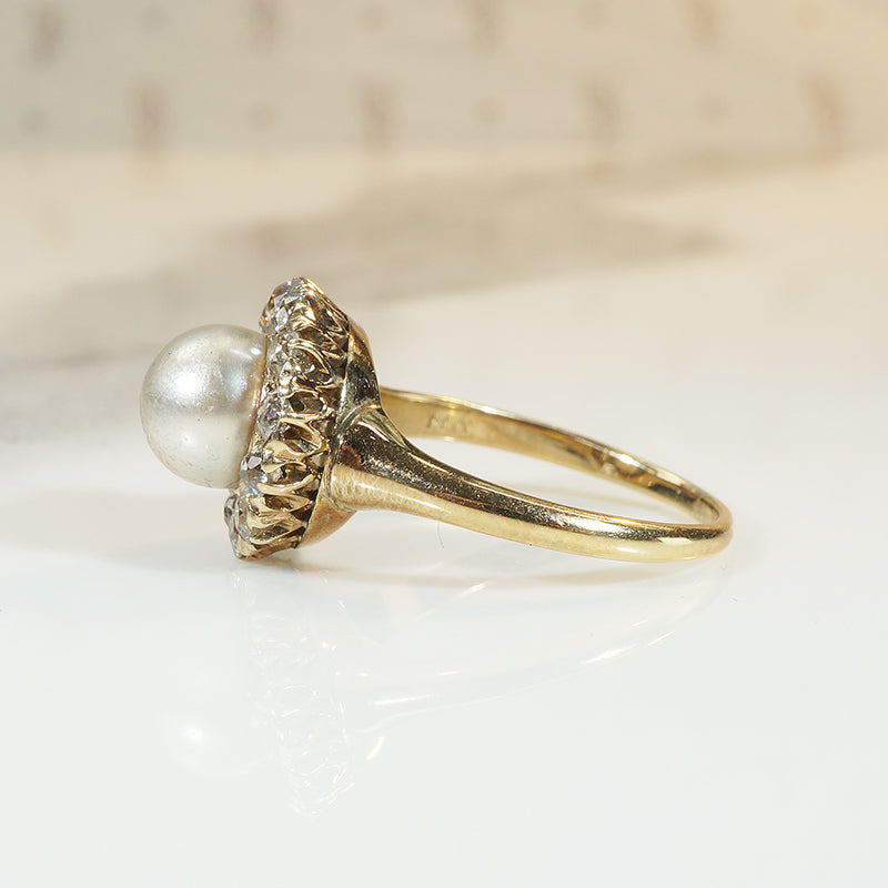 Lovely Pearl and OMC Diamond Halo Ring