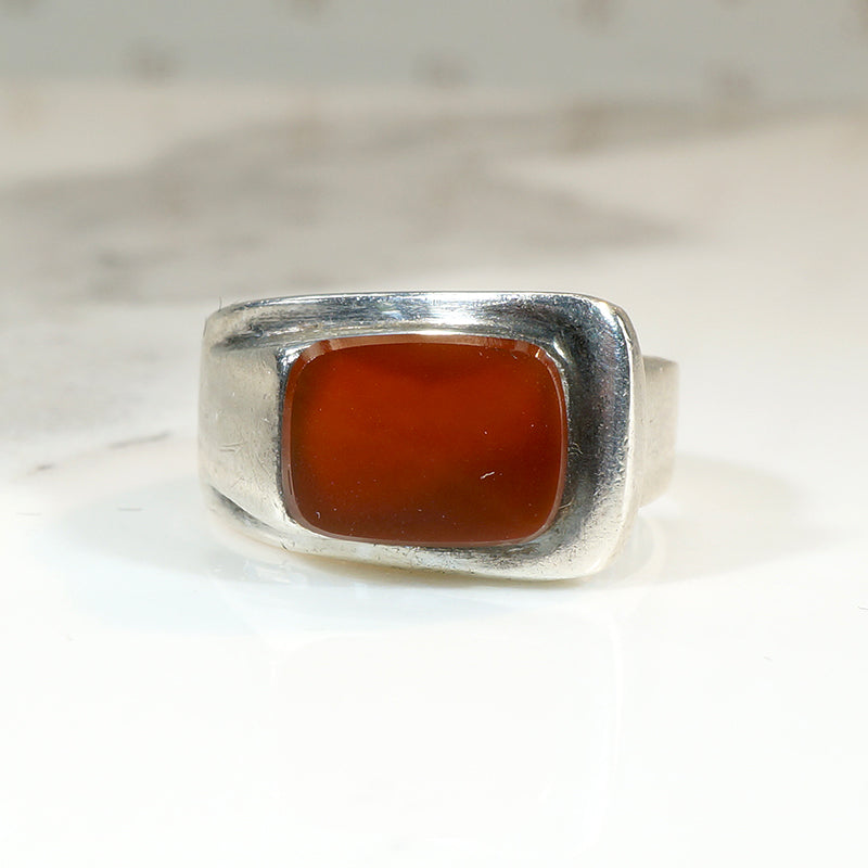 Chic Modernist Sterling Silver & Carnelian Ring