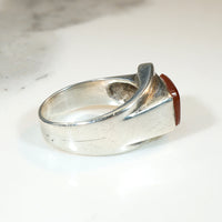 Chic Modernist Sterling Silver & Carnelian Ring