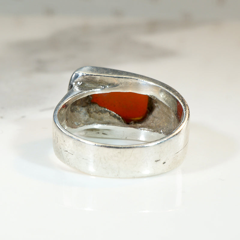 Chic Modernist Sterling Silver & Carnelian Ring