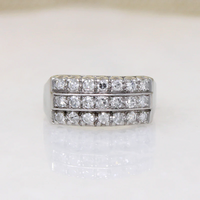 Impressive Three Row Diamond & Platinum Retro Band