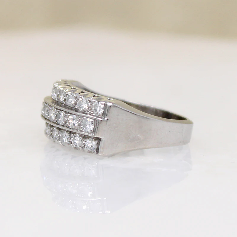 Impressive Three Row Diamond & Platinum Retro Band