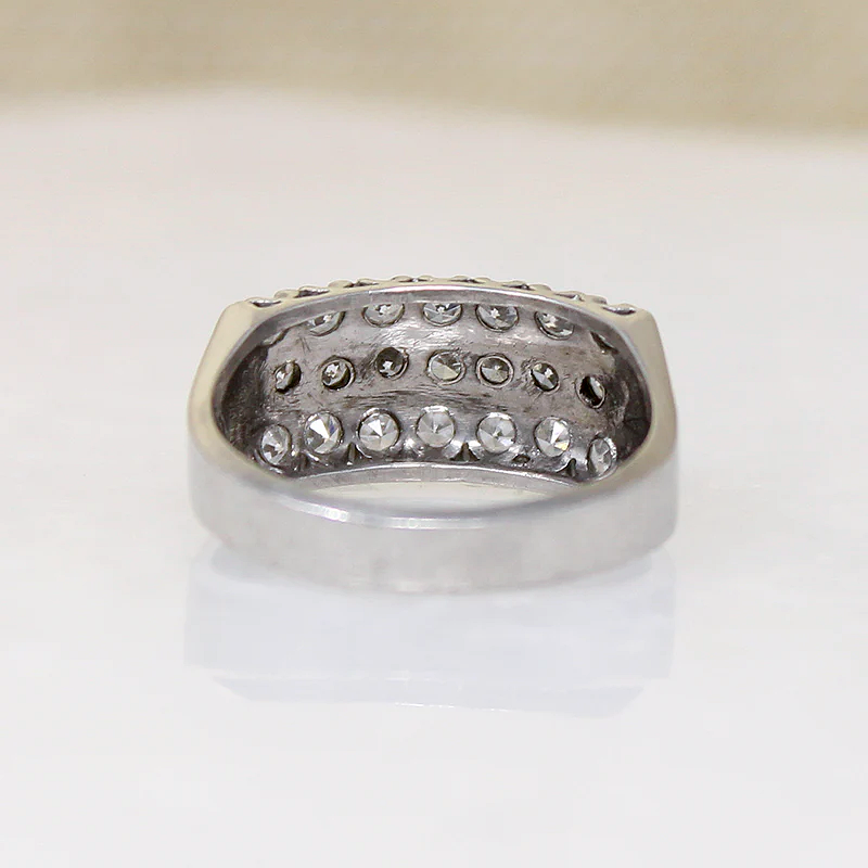 Impressive Three Row Diamond & Platinum Retro Band