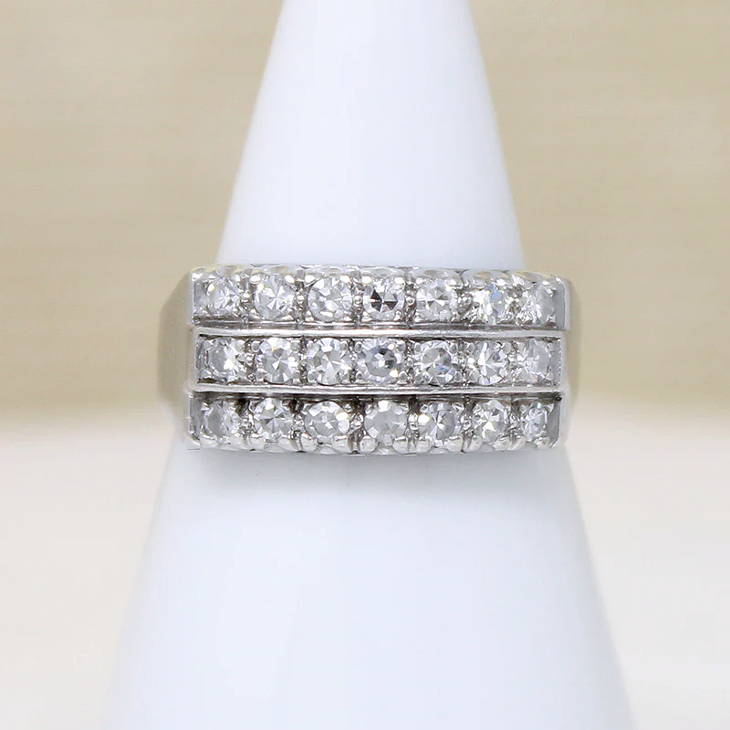 Impressive Three Row Diamond & Platinum Retro Band