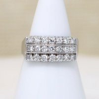 Impressive Three Row Diamond & Platinum Retro Band