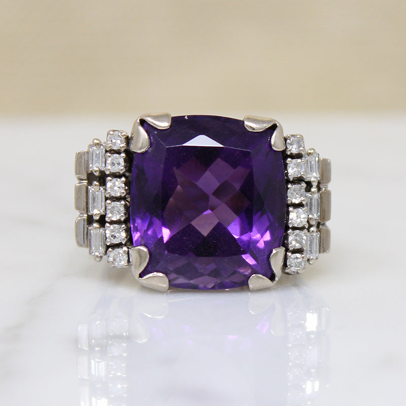Statuesque Amethyst & Diamond Cocktail Ring