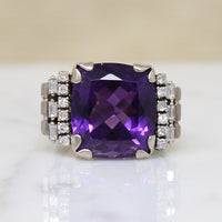Statuesque Amethyst & Diamond Cocktail Ring