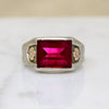 Cheerful Synthetic Ruby in Two-Tone Signet Ring