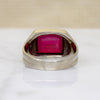 Cheerful Synthetic Ruby in Two-Tone Signet Ring