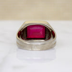 Cheerful Synthetic Ruby in Two-Tone Signet Ring