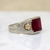 Cheerful Synthetic Ruby in Two-Tone Signet Ring