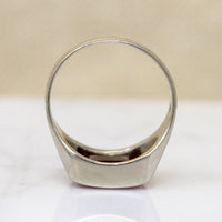 Cheerful Synthetic Ruby in Two-Tone Signet Ring