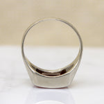 Cheerful Synthetic Ruby in Two-Tone Signet Ring