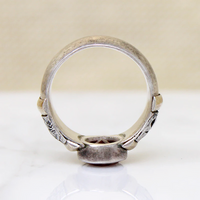 Heavy Silver Band with Garnet & Interesting Details