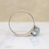 Modernist Silver Band with Cool Blue Art Glass