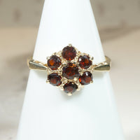 Pretty Garnet Posy Cluster in 10k Ring