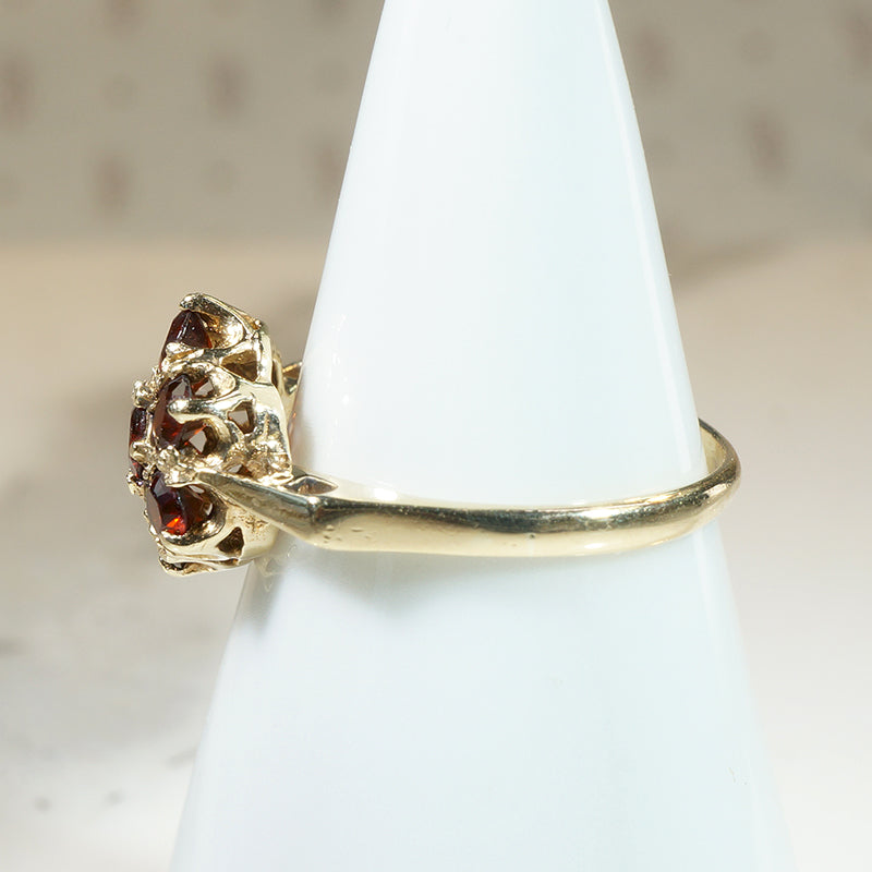 Pretty Garnet Posy Cluster in 10k Ring