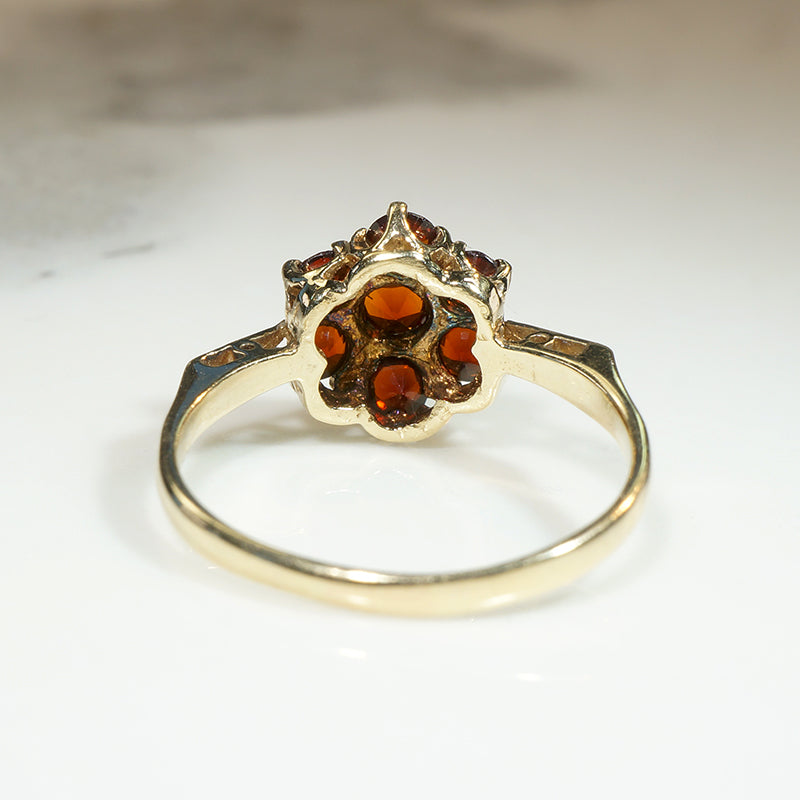 Pretty Garnet Posy Cluster in 10k Ring