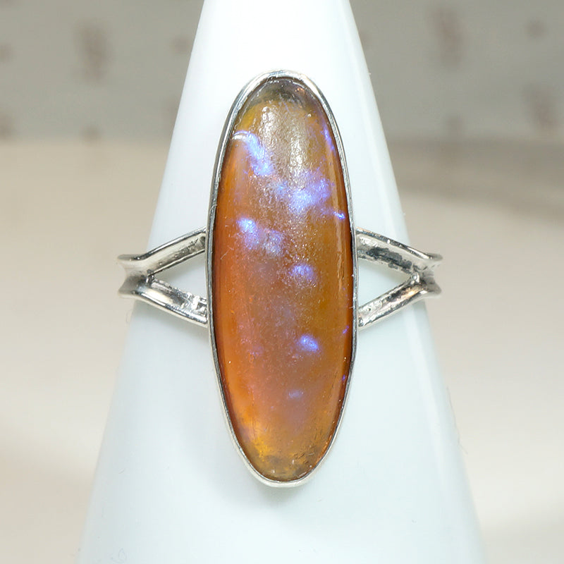 Dragon's Breath Glass in Simple Sterling Ring
