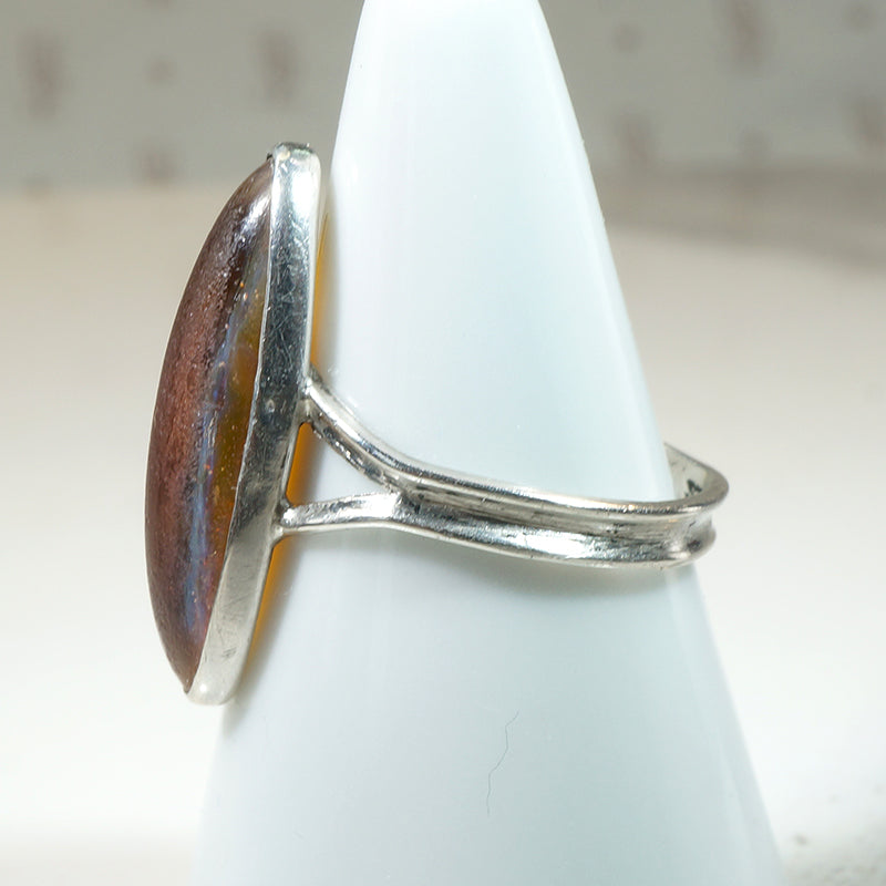 Dragon's Breath Glass in Simple Sterling Ring