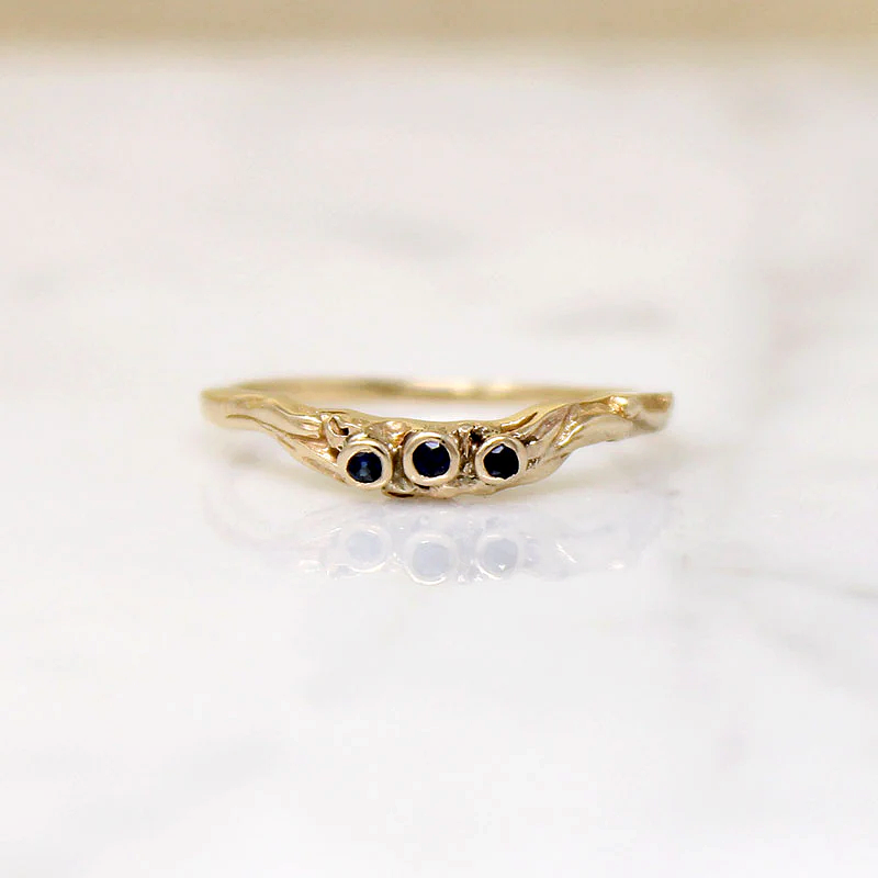 Whimsical Sapphire & Gold Contour Band