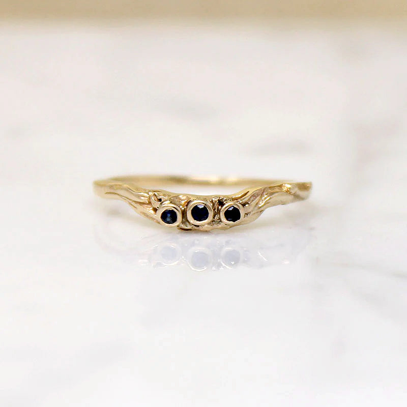 Whimsical Sapphire & Gold Contour Band