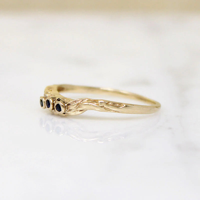Whimsical Sapphire & Gold Contour Band