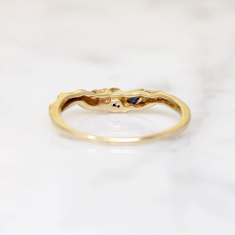 Whimsical Sapphire & Gold Contour Band