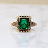 Jewel-Toned Green Glass & Gold Ring