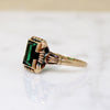 Jewel-Toned Green Glass & Gold Ring