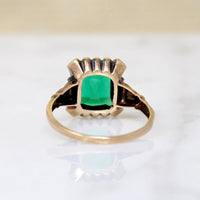 Jewel-Toned Green Glass & Gold Ring