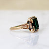 Jewel-Toned Green Glass & Gold Ring