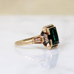 Jewel-Toned Green Glass & Gold Ring