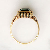 Jewel-Toned Green Glass & Gold Ring