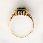 Jewel-Toned Green Glass & Gold Ring