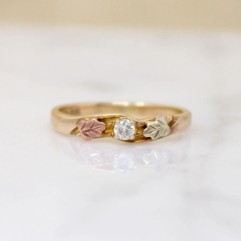 Dainty Diamond Band with Colorful Leaves