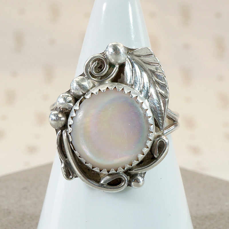 Iridescent Mother of Pearl in Sterling Silver Ring