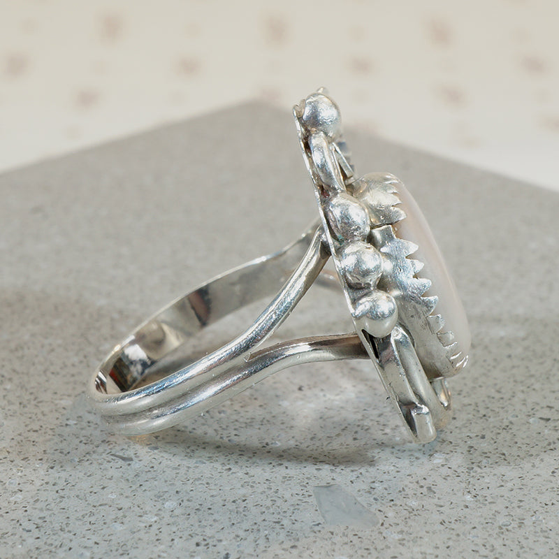 Iridescent Mother of Pearl in Sterling Silver Ring