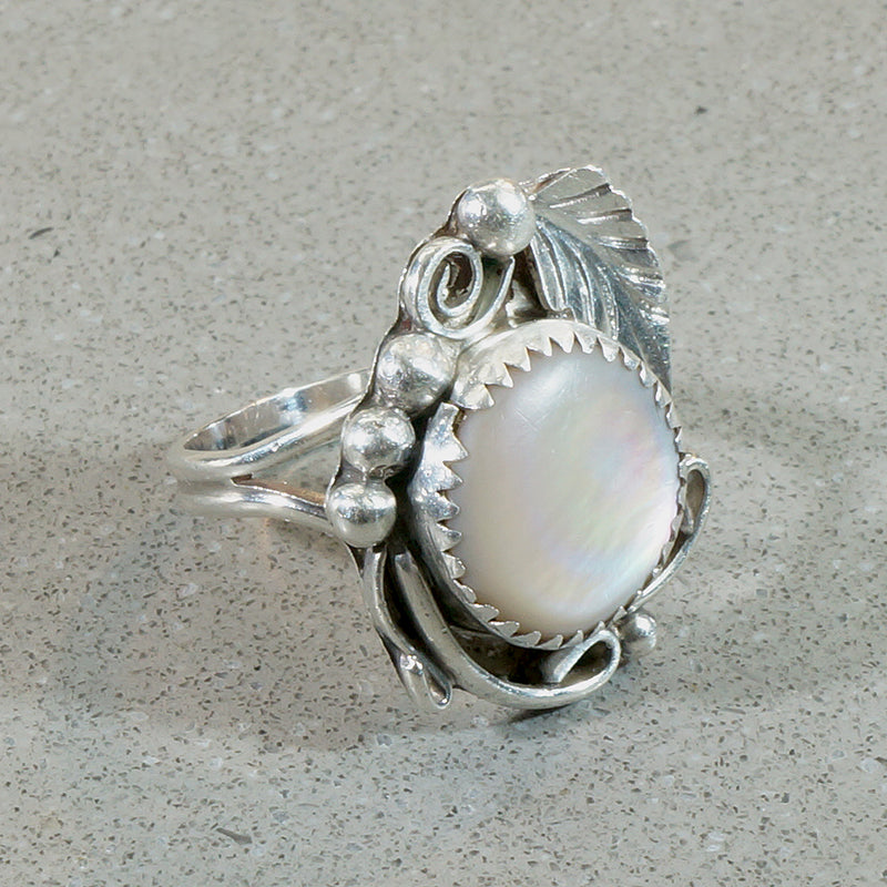 Iridescent Mother of Pearl in Sterling Silver Ring