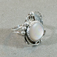 Iridescent Mother of Pearl in Sterling Silver Ring