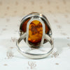 Chunky Amber Cabochon in Silver Brutalist Ring
