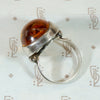 Chunky Amber Cabochon in Silver Brutalist Ring