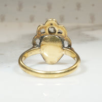 Georgian Turquoise & Old Mine Cut Diamond Crown Ring