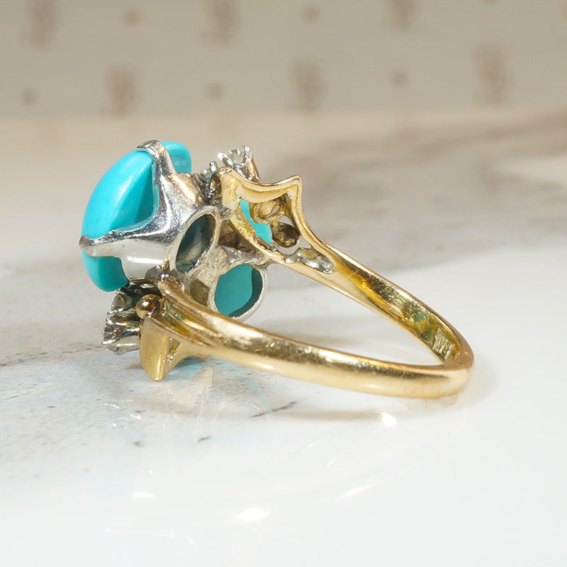 Turquoise Toi et Moi Ring with Diamond Accents