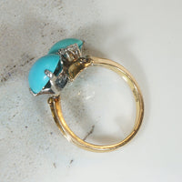Turquoise Toi et Moi Ring with Diamond Accents