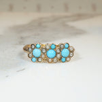 Pretty Posy Turquoise & Pearl Edwardian Ring