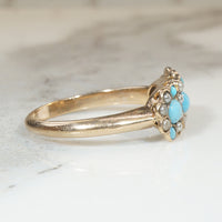 Pretty Posy Turquoise & Pearl Edwardian Ring